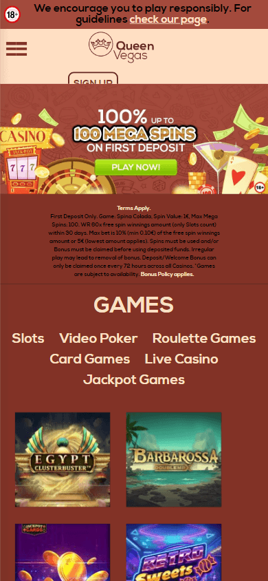 QueenVegas Casino Mobile screenshot